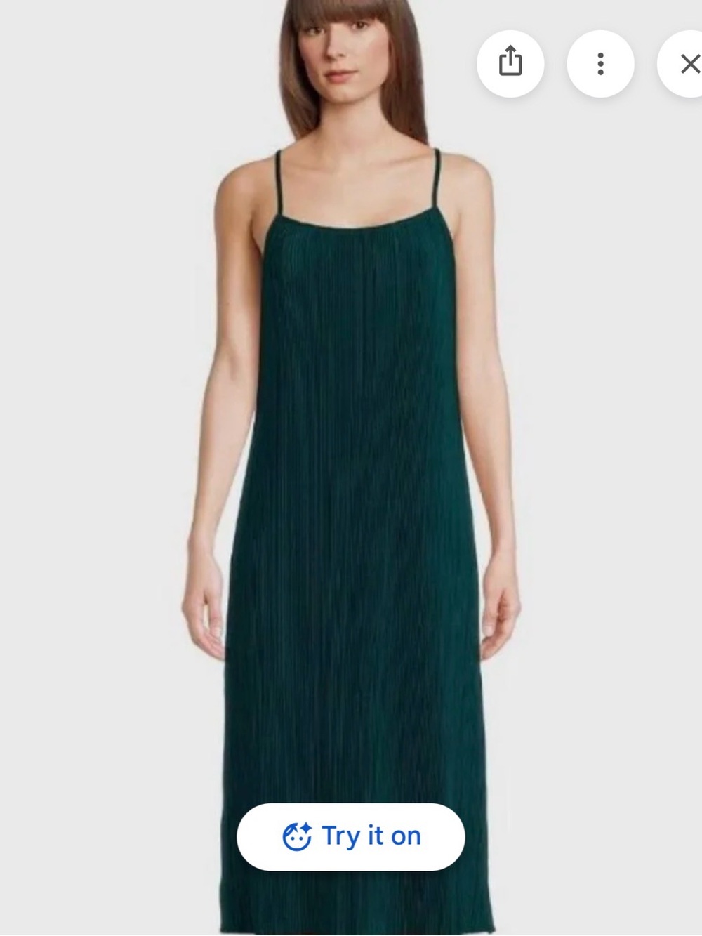 Time and Tru Teal Pleated Spaghetti-Strap Maxi Dress - Picture 3 of 3